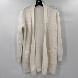 MNG White Knit Long Cardigan Button Up Sweater Size Medium